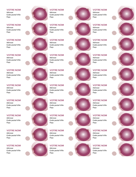 Étiquettes suite rose (30 par page) Étiquettes suite rose (30 par page)