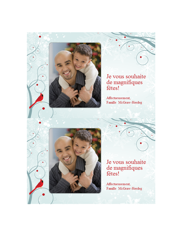 Cartes photo de vacances avec flocon de neige (deux par page) Cartes photo de vacances avec flocon de neige (deux par page)