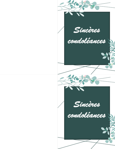 Carte de condoléances verte Carte de condoléances verte