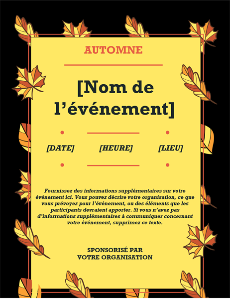Prospectus d’événement Feuilles d’automne Prospectus d’événement Feuilles d’automne