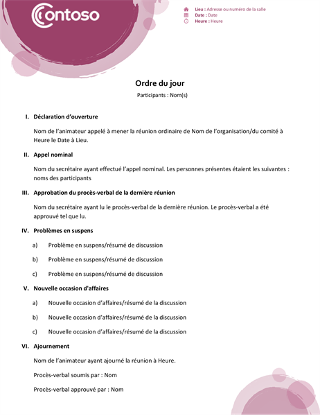 Ordre du jour Suite rose Ordre du jour Suite rose