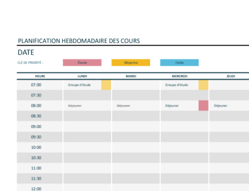 Planification universitaire hebdomadaire Planification universitaire hebdomadaire