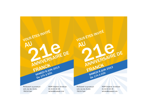 Invitations d’anniversaire (rayons dorés) Invitations d’anniversaire (rayons dorés)