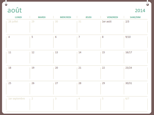 Calendrier scolaire 2014-2015 (août-juillet) Calendrier scolaire 2014-2015 (août-juillet)