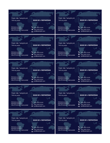 Cartes de visite avec carte (10 par page) Cartes de visite avec carte (10 par page)
