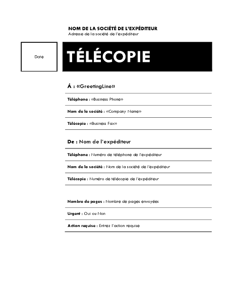 Publipostage d’une télécopie (thème Médian) Publipostage d’une télécopie (thème Médian)