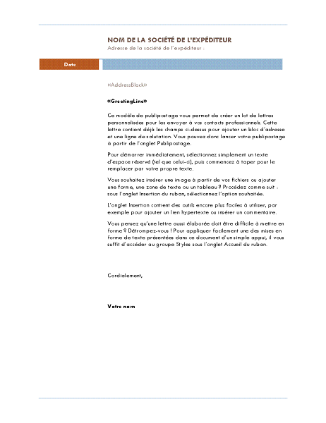 Publipostage d’une lettre (thème Médian) Publipostage d’une lettre (thème Médian)
