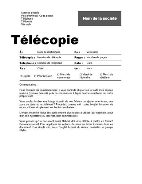Bordereau de télécopie (conception professionnelle)