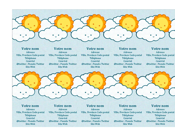 Cartes de visite personnelles (10 par page)
