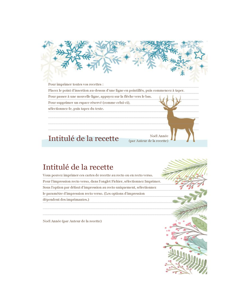 Cartes de recettes (conception Esprit de Noël, 2 par page, pour support Avery 5889) Cartes de recettes (conception Esprit de Noël, 2 par page, pour support Avery 5889)