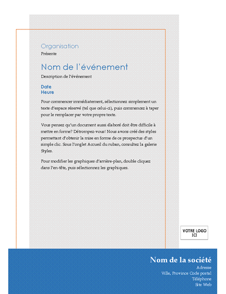 Prospectus d’événement générique Prospectus d’événement générique
