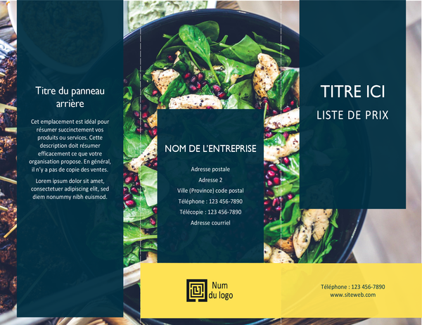 Brochure avec liste de prix (modèle Escalopes) Brochure avec liste de prix (modèle Escalopes)