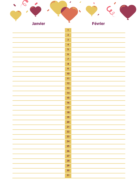 Calendrier des anniversaires Calendrier des anniversaires