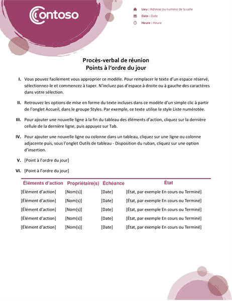 Procès-verbal de réunion Suite rose Procès-verbal de réunion Suite rose