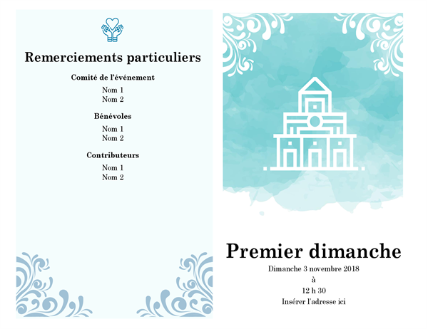 Programme pour service religieux Programme pour service religieux