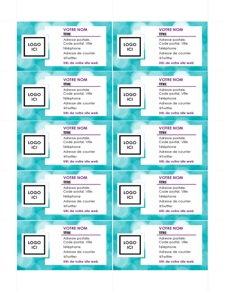 Cartes de visite lumières bleues Cartes de visite lumières bleues