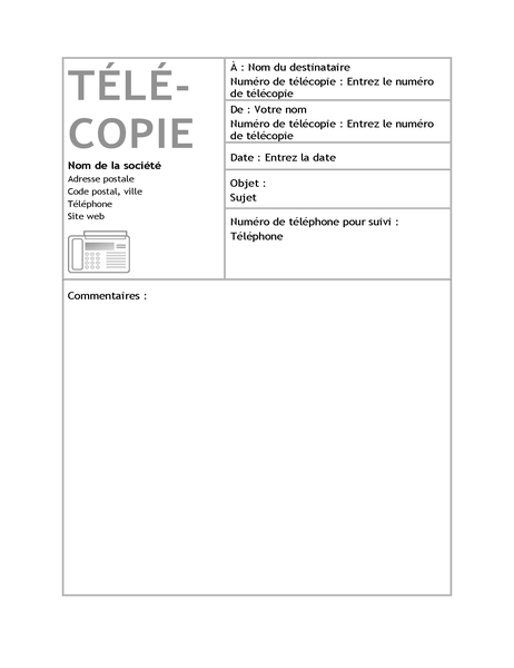 Page de présentation de télécopie professionnelle Page de présentation de télécopie professionnelle