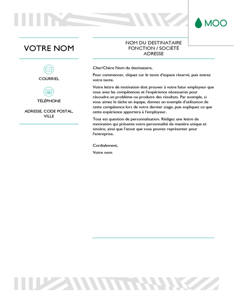 Lettre de motivation créative, conçue par MOO Lettre de motivation créative, conçue par MOO