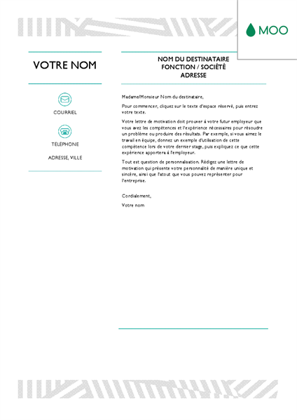 Lettre de motivation créative, conçue par MOO Lettre de motivation créative, conçue par MOO