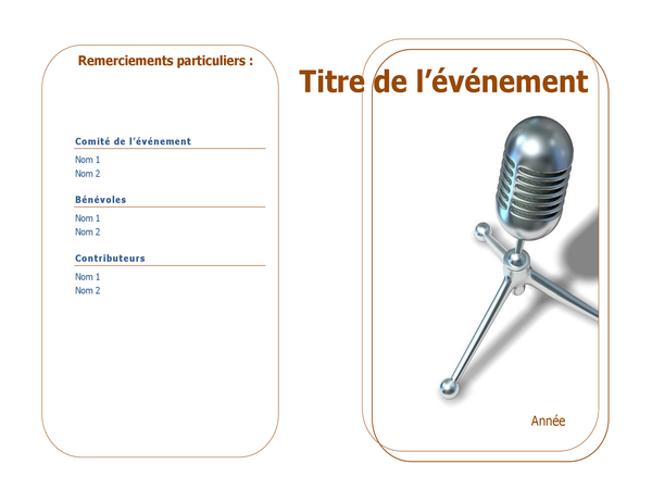 Programme de l’événement (plié en deux) Programme de l’événement (plié en deux)