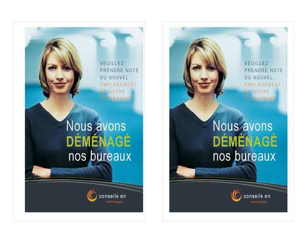 Annonce du déménagement d'une entreprise en technologie (2 par page) Annonce du déménagement d'une entreprise en technologie (2 par page)