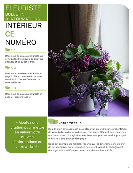 Bulletin d’informations fleuriste Bulletin d’informations fleuriste