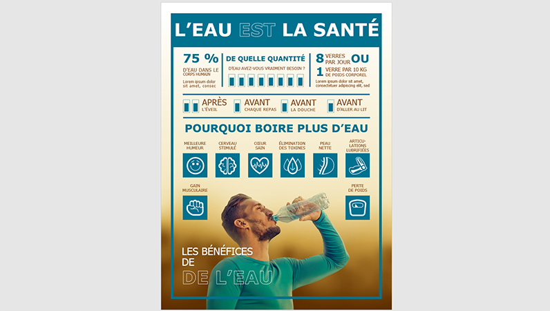 Affiche d’infographie Boire de l'eau Affiche d’infographie Boire de l'eau