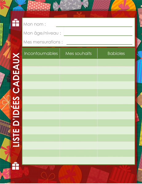 Liste de cadeaux de Noël (pour enfants) Liste de cadeaux de Noël (pour enfants)