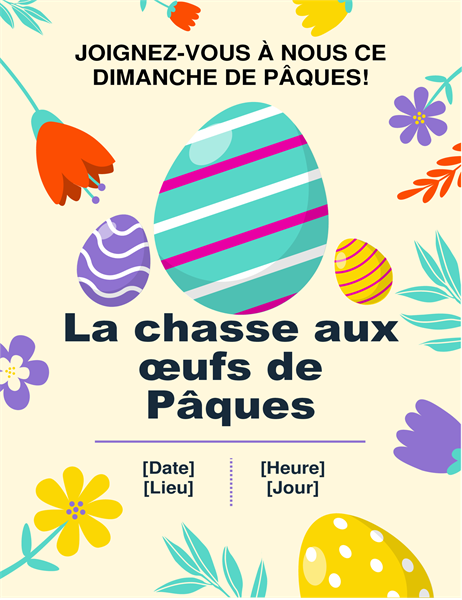 Feuillet chasse aux œufs de Pâques aux couleurs du printemps Feuillet chasse aux œufs de Pâques aux couleurs du printemps