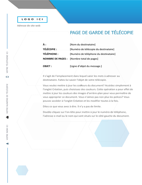 Page de garde de télécopie hexagonale Page de garde de télécopie hexagonale
