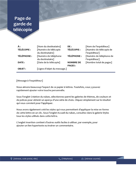Page de garde de télécopie Flèche Page de garde de télécopie Flèche