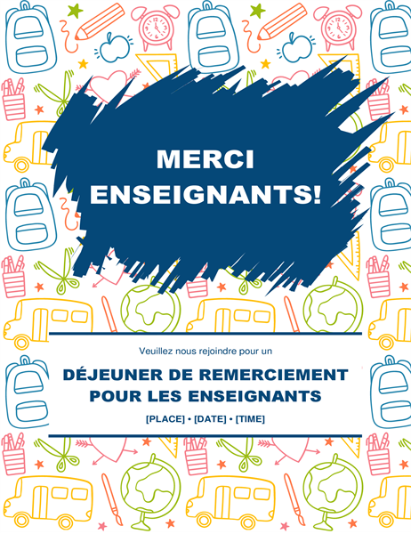 Feuillet de remerciement pour les enseignants Feuillet de remerciement pour les enseignants