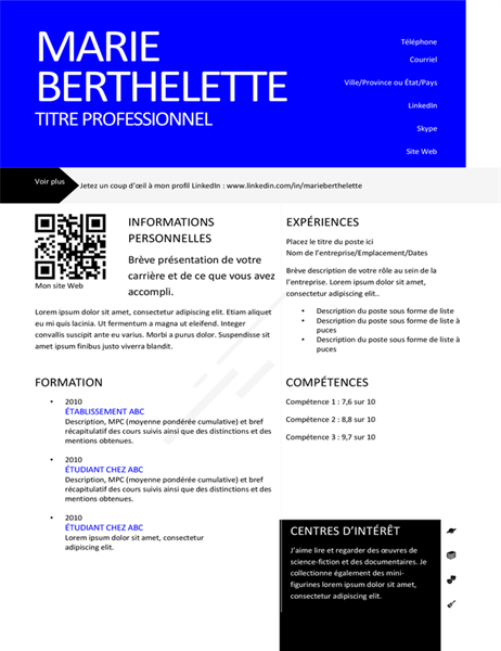 CV moderne avec code QR