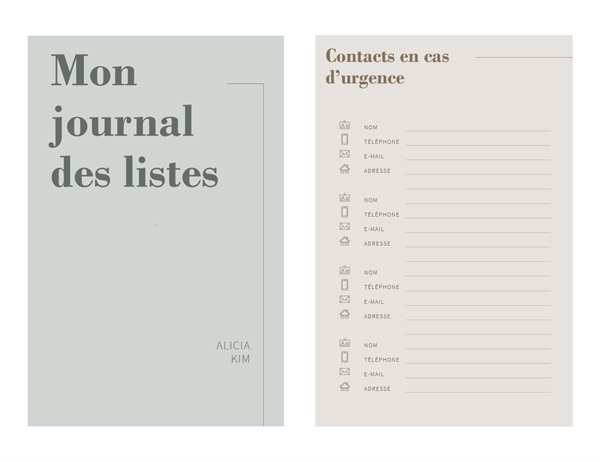 Journal à listes Journal à listes