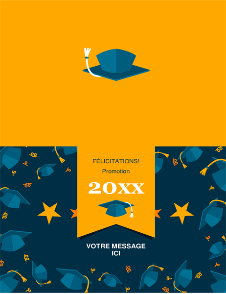 Carte pour la remise de diplôme avec des chapeaux volants Carte pour la remise de diplôme avec des chapeaux volants