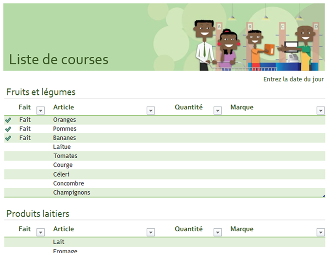 Liste de courses avec espace pour la marque Liste de courses avec espace pour la marque