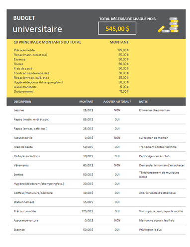 Budget universitaire