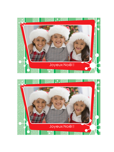 Carte photo de Noël (rayures vertes, cadre photo rouge) Carte photo de Noël (rayures vertes, cadre photo rouge)