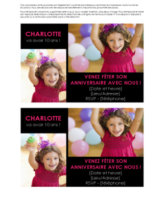 Carte d’invitation à une fête d’anniversaire Carte d’invitation à une fête d’anniversaire