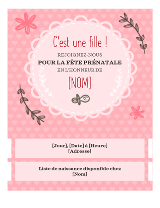 Invitation à une fête prénatale pour une fille Invitation à une fête prénatale pour une fille