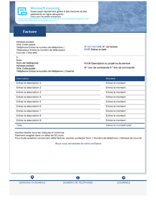 Facture de service avec Microsoft Invoicing Facture de service avec Microsoft Invoicing