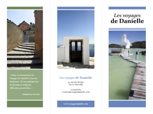Brochure de voyage à trois volets (bleu, vert) Brochure de voyage à trois volets (bleu, vert)