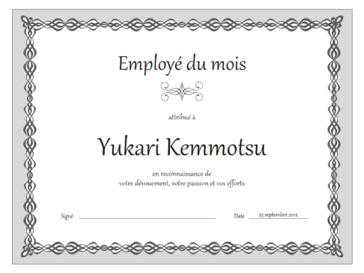 Certificat d’employé du mois (conception de chaîne grise) Certificat d’employé du mois (conception de chaîne grise)