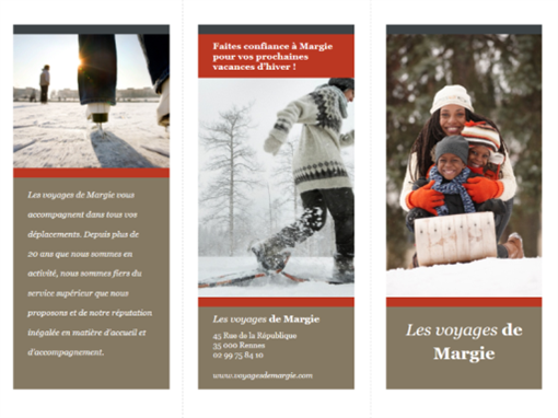 Brochure de voyage en trois volets (conception rouge et grise) Brochure de voyage en trois volets (conception rouge et grise)