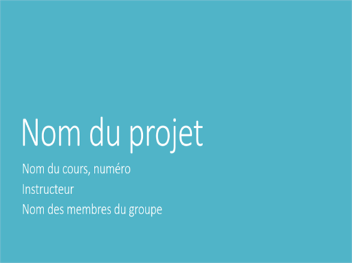 Présentation d’un projet de groupe (thèmes Métropolitain, grand écran) Présentation d’un projet de groupe (thèmes Métropolitain, grand écran)