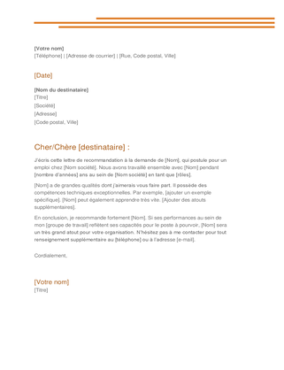 Lettre de recommandation Lettre de recommandation