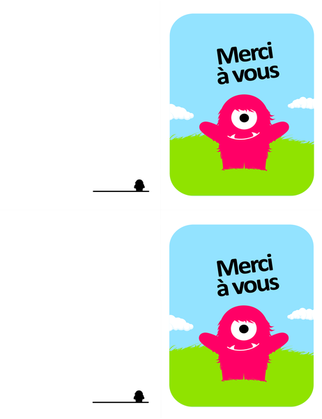 Carte de remerciement Monster Carte de remerciement Monster