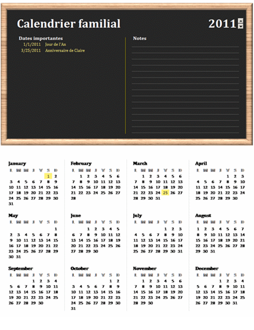 Calendrier familial (n’importe quelle année, Lun-Dim) Calendrier familial (n’importe quelle année, Lun-Dim)