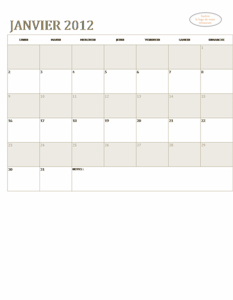 Calendrier PME (n’importe quelle année, Lun-Dim) Calendrier PME (n’importe quelle année, Lun-Dim)