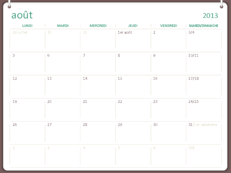 Calendrier scolaire 2013-2014 (août) Calendrier scolaire 2013-2014 (août)